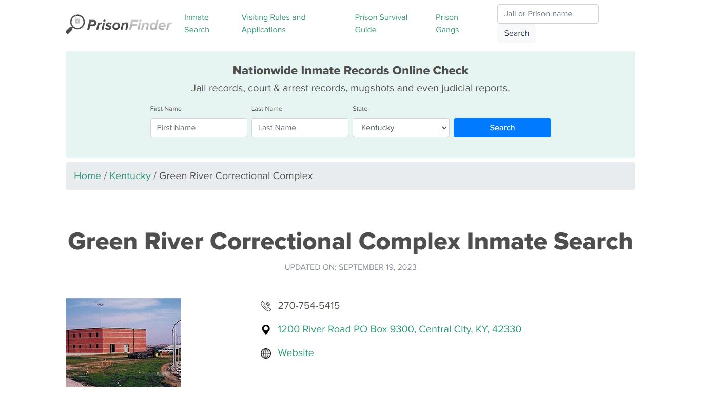 Green River Correctional Complex Inmate Search, Mugshots , Visitation ...