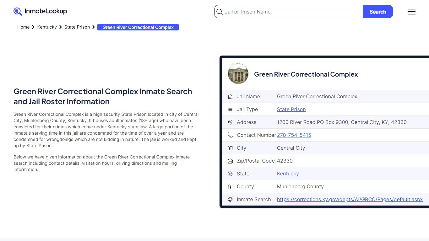 Green River Correctional Complex Inmate Search, Jail Roster, Bookings ...