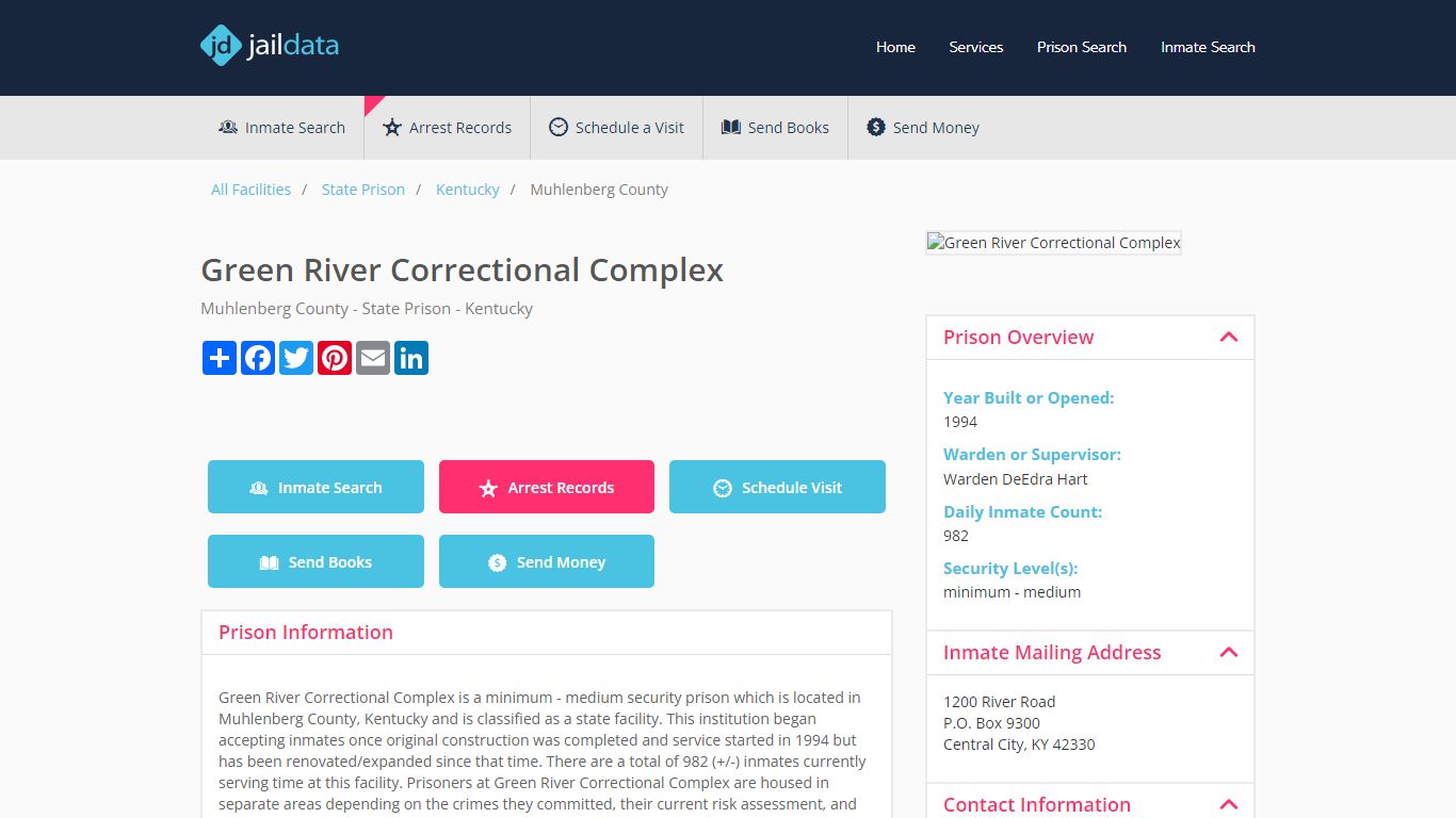 Green River Correctional Complex Inmate Search and Prisoner Info ...