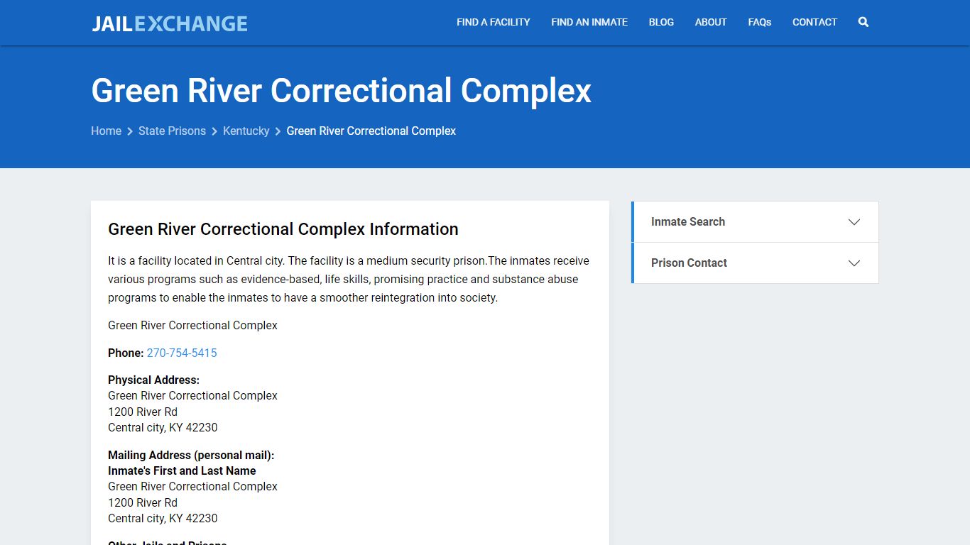 Green River Correctional Complex Inmate Search, KY - Jail Exchange